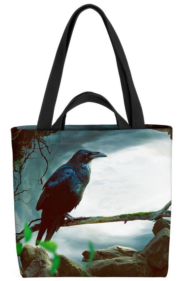 VOID Henkeltasche (1-tlg), Rabe Wald Nest Höhle Halloween Tier Vogel Krabbat Mythologie Zauberer von VOID