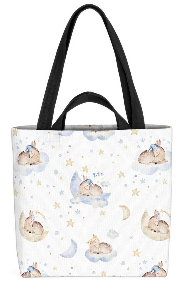 VOID Henkeltasche (1-tlg), Schlaf gut Reh Baby Babyzimmer Kinder Kinderzimmer Rehkitz Tiere Wolken von VOID