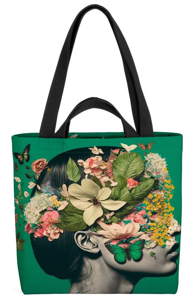 VOID Henkeltasche (1-tlg), Schmetterlinge Frau Art Blumen Kunst Natur Insekten Blumenmuster well von VOID