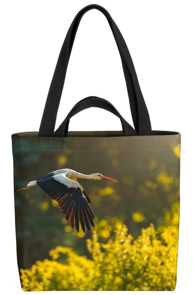 VOID Henkeltasche (1-tlg), Storch Kinder Blumen Vogel Natur Kranich Tier Landschaft Zoo Freizeit von VOID