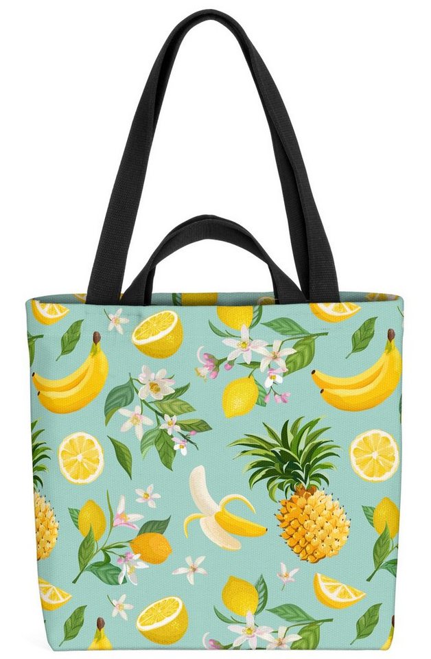 VOID Henkeltasche (1-tlg), Südfrüchte Ananas Banane Zitrone Früchte Essen Kochen Küche Obst Esse von VOID