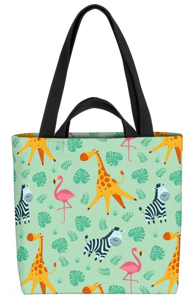 VOID Henkeltasche (1-tlg), Tiere Afrika Palmen Kinder Kindermuster Kinderzimmer Giraffe Zebra Flami von VOID