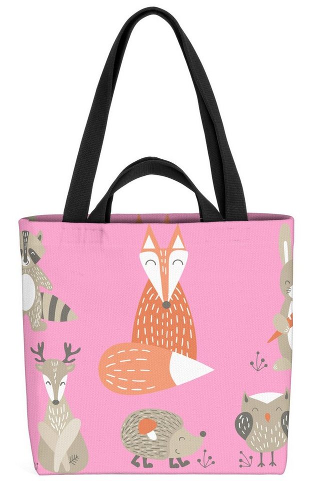 VOID Henkeltasche (1-tlg), Tiere Wald Kinder Wald Tiere Kinder Fuchs Rentier Hirsch Hase Eule Igel von VOID