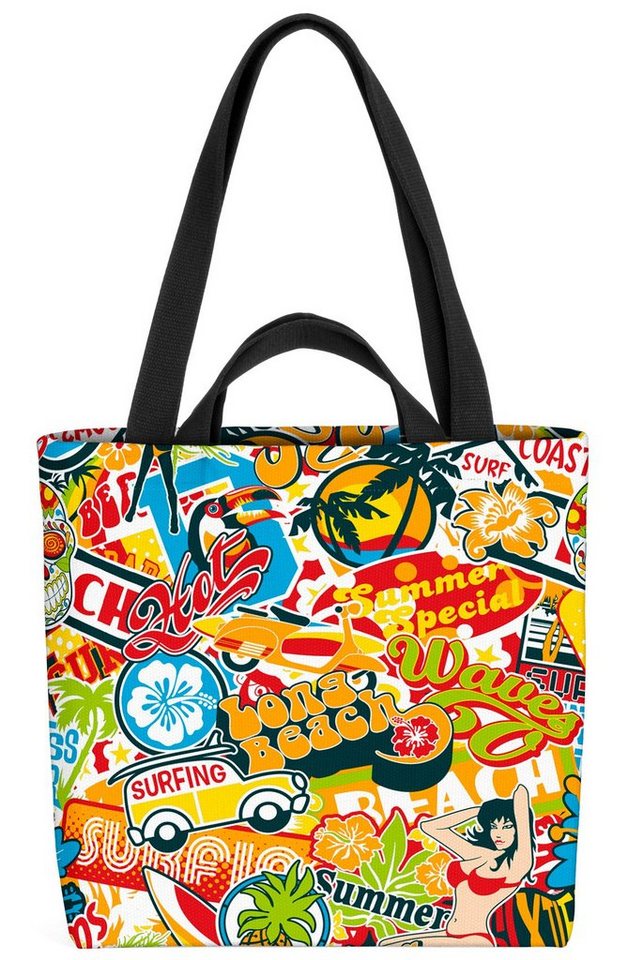 VOID Henkeltasche (1-tlg), Vintage Sticker Surfer Beach beach strand malibu surfer west coast lo von VOID