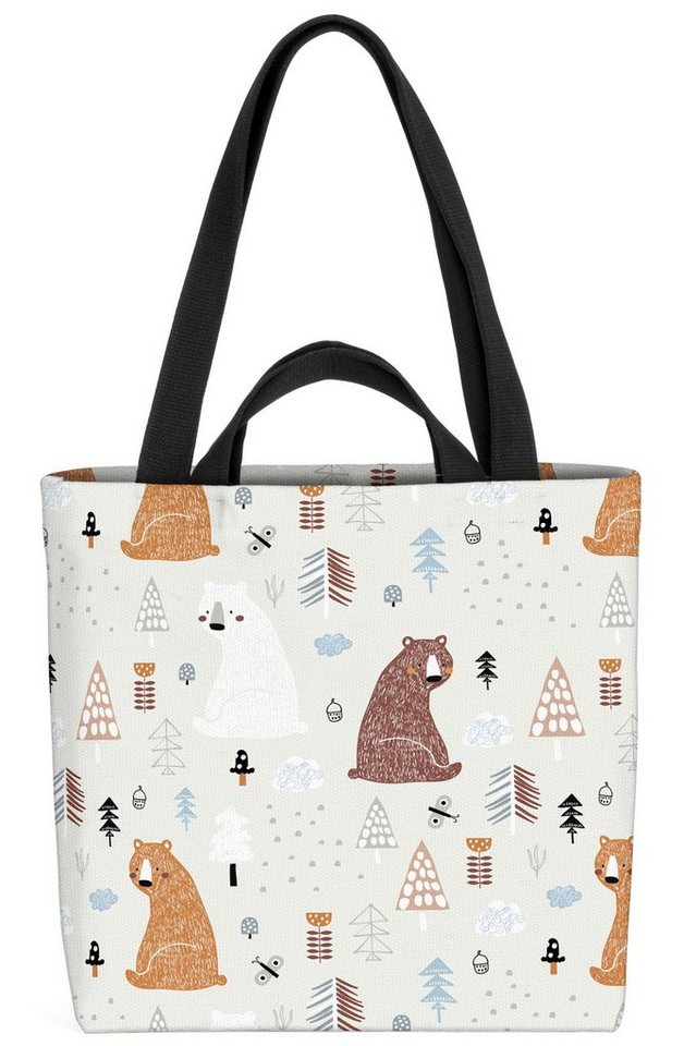 VOID Henkeltasche (1-tlg), Wald Kinder Tiere Bären Baum Kinderzimmer Waldtiere Natur Tier Braunb von VOID