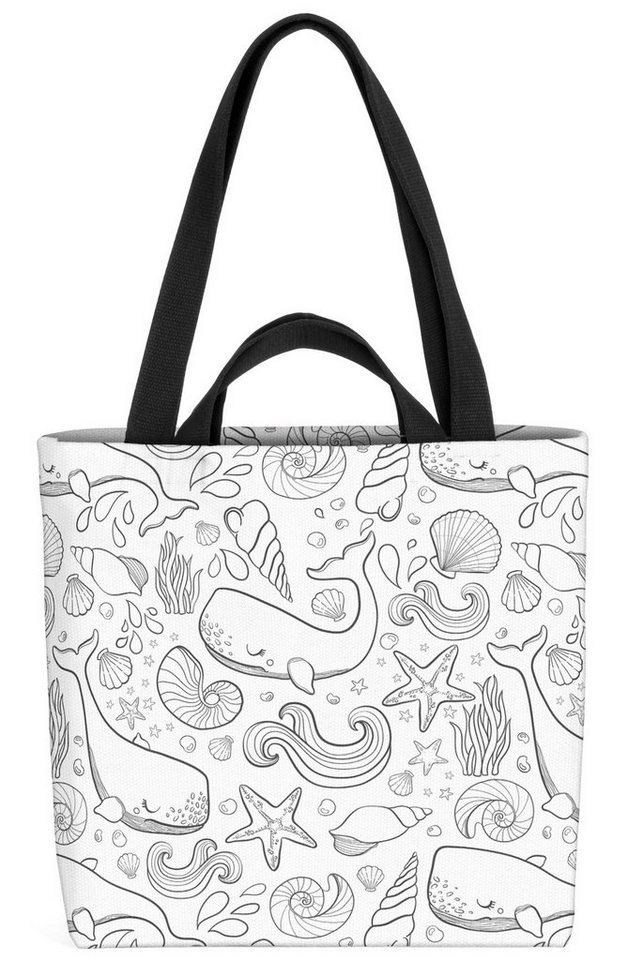 VOID Henkeltasche (1-tlg), Wale und Muscheln Tiere Meer Baden Schwimmen Strand Tauchen Kinder von VOID