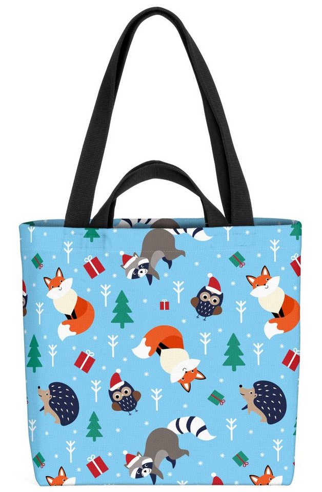 VOID Henkeltasche (1-tlg), Waschbär Igel Fuchs Tiere Kinder Weihnachten Eule Waldtiere Märchen Kind von VOID