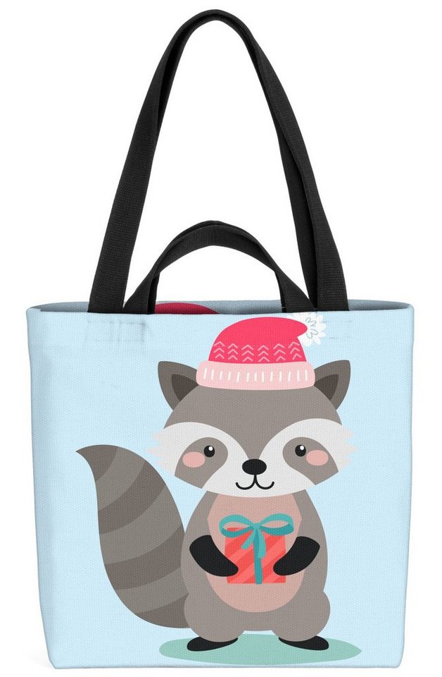 VOID Henkeltasche (1-tlg), Waschbär Tierkinder Kinderzimmer Kinder Tiere Winter Weihnachten Tierbab von VOID