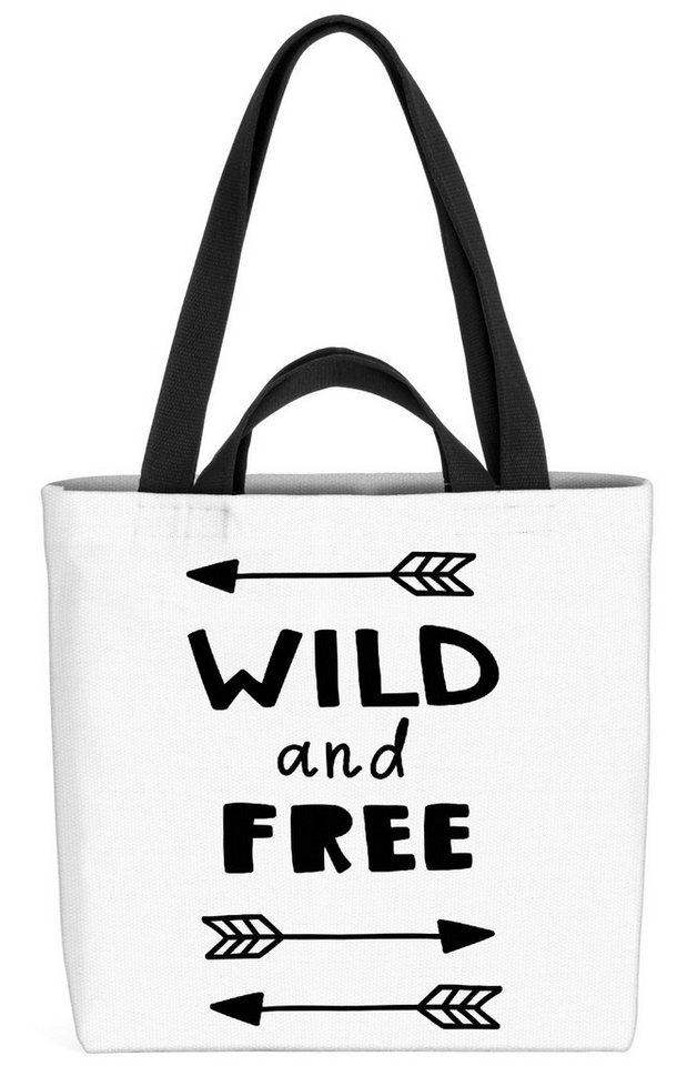 VOID Henkeltasche (1-tlg), Wild Free Spruch Cartoon Karte Tier Cartoon Grafik Schwarz Weiss Zeic von VOID