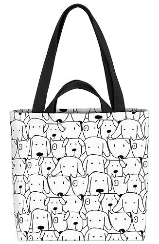 VOID Hundeköpfe Muster Hunde Haustier Tasche 33x33x14cm,15l Einkaufs-Beutel Shopper Einkaufs-Tasche Bag von VOID