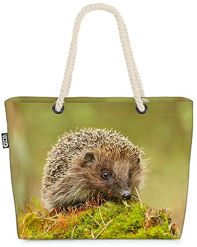 VOID Igel Moos Wald Tier Strandtasche Shopper 58x38x16cm 23L XXL Einkaufstasche Tasche Reisetasche Beach Bag von VOID