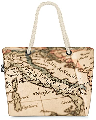 VOID Italien Landkarte Map Strandtasche Shopper 58x38x16cm 23L XXL Einkaufstasche Tasche Reisetasche Beach Bag von VOID