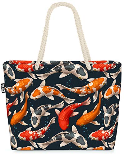 VOID Koi Karpfen Fische Strandtasche Shopper 58x38x16cm 23L XXL Einkaufstasche Tasche Reisetasche Beach Bag von VOID