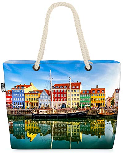 VOID Kopenhagen Häuser Strandtasche Shopper 58x38x16cm 23L XXL Einkaufstasche Tasche Reisetasche Beach Bag von VOID