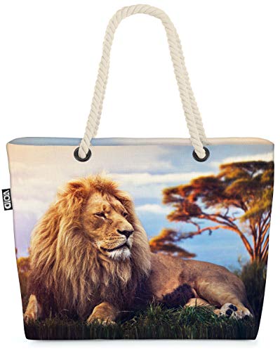 VOID Löwe Afrika Safari Strandtasche Shopper 58x38x16cm 23L XXL Einkaufstasche Tasche Reisetasche Beach Bag von VOID