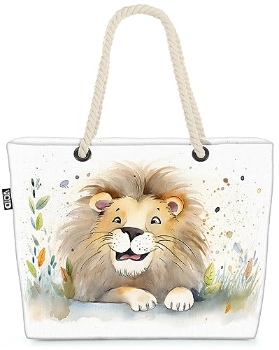VOID Löwe Bild Kind Baby Comic Strandtasche Shopper 58x38x16cm 23L XXL Einkaufstasche Tasche Reisetasche Beach Bag von VOID