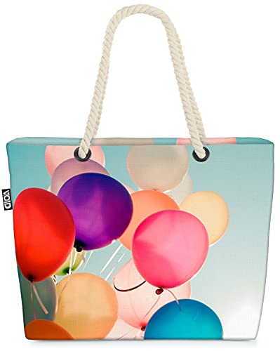 VOID Luftballons Himmel Bunt Strandtasche Shopper 58x38x16cm 23L XXL Einkaufstasche Tasche Reisetasche Beach Bag von VOID