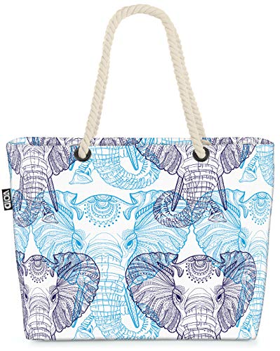 VOID Mandala Elefant Strandtasche Shopper 58x38x16cm 23L XXL Einkaufstasche Tasche Reisetasche Beach Bag von VOID