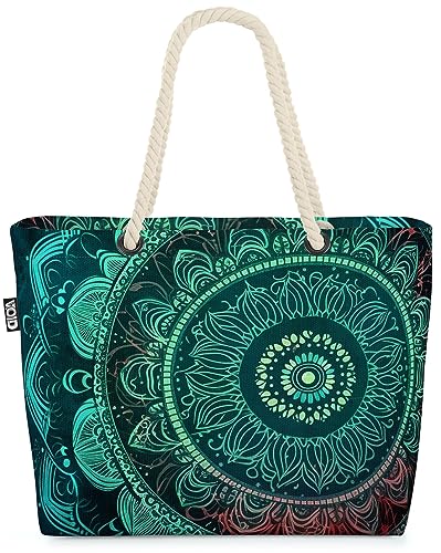 VOID Mandala Mysthisch Tattoo Yoga Strandtasche Shopper 58x38x16cm 23L XXL Einkaufstasche Tasche Reisetasche Beach Bag von VOID