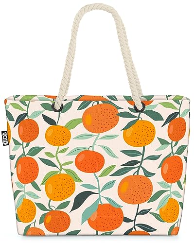 VOID Orangen Orangenbaum Saft Strandtasche Shopper 58x38x16cm 23L XXL Einkaufstasche Tasche Reisetasche Beach Bag von VOID