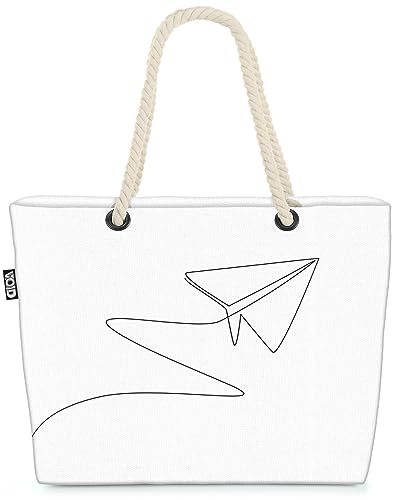 VOID Origami Grafik Flieger Strandtasche Shopper 58x38x16cm 23L XXL Einkaufstasche Tasche Reisetasche Beach Bag von VOID