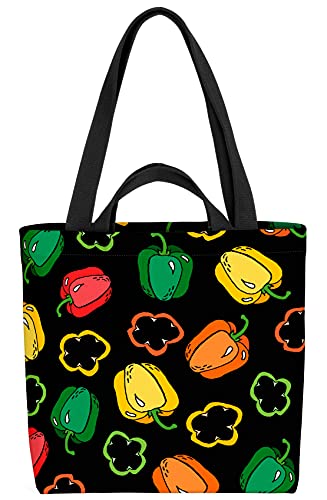 VOID Paprika Essen Gemüse Cartoon Tasche 33x33x14cm,15l Einkaufs-Beutel Shopper Einkaufs-Tasche Bag von VOID