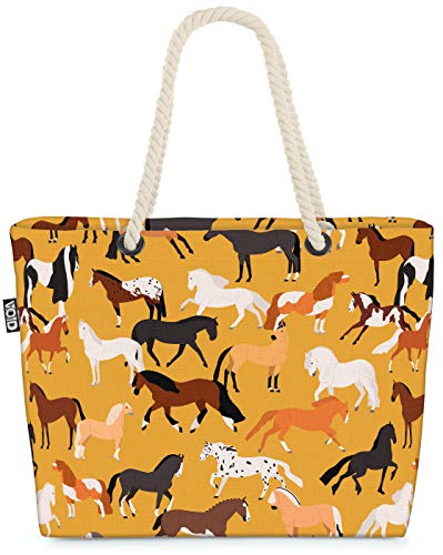 VOID Pferde Herde Strandtasche Shopper 58x38x16cm 23L XXL Einkaufstasche Tasche Reisetasche Beach Bag von VOID