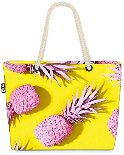 VOID Pinke Ananas Strandtasche Shopper 58x38x16cm 23L XXL Einkaufstasche Tasche Reisetasche Beach Bag von VOID