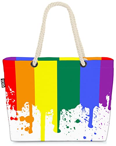 VOID Regenbogen Farben Strandtasche Shopper 58x38x16cm 23L XXL Einkaufstasche Tasche Reisetasche Beach Bag von VOID