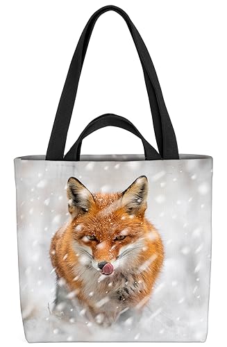 VOID Rotfuchs Winter Schnee Fuchs Tasche 33x33x14cm,15l Einkaufs-Beutel Shopper Einkaufs-Tasche Bag von VOID