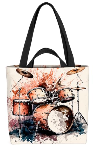 VOID Schlagzeug Schlagzeuger Band Tasche 33x33x14cm,15l Einkaufs-Beutel Shopper Einkaufs-Tasche Bag von VOID