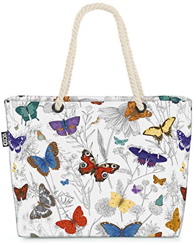 VOID Schmetterlinge Wiese Strandtasche Shopper 58x38x16cm 23L XXL Einkaufstasche Tasche Reisetasche Beach Bag von VOID