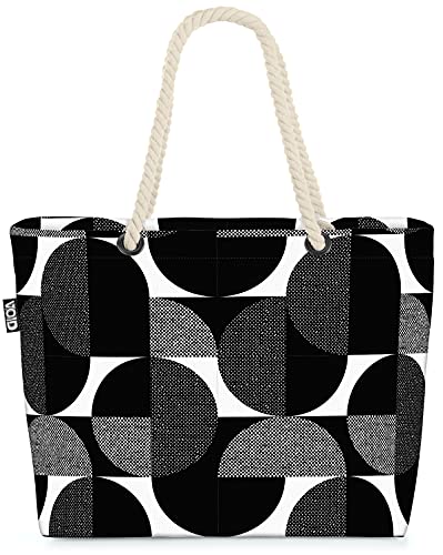 VOID Schwarz Weiß Retro Muster Strandtasche Shopper 58x38x16cm 23L XXL Einkaufstasche Tasche Reisetasche Beach Bag von VOID