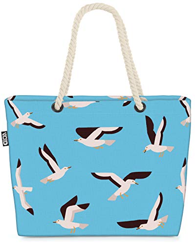 VOID Seemöven Seevögel Strandtasche Shopper 58x38x16cm 23L XXL Einkaufstasche Tasche Reisetasche Beach Bag von VOID