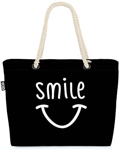 VOID Smile Cartoon Grafik Strandtasche Shopper 58x38x16cm 23L XXL Einkaufstasche Tasche Reisetasche Beach Bag von VOID