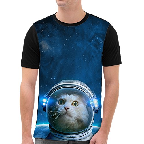 VOID Space Cat Grafik T-Shirt Herren All-Over Druck Galaxie Hipster Sommer Festival, Größe:L von VOID