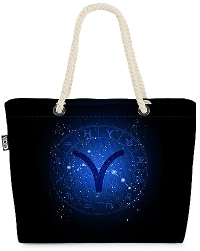 VOID Sternzeichen Sterne Widder Strandtasche Shopper 58x38x16cm 23L XXL Einkaufstasche Tasche Reisetasche Beach Bag von VOID