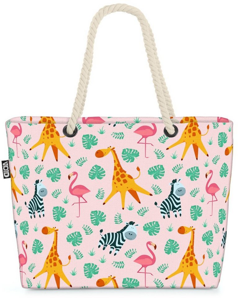 VOID Strandtasche (1-tlg), Afrika Tiere Palmen Beach Bag Kinder Kindermuster Kinderzimmer Giraffe Zebra von VOID