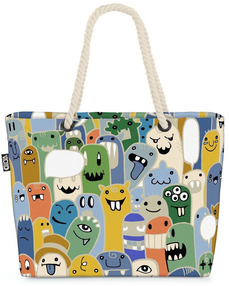 VOID Strandtasche (1-tlg), Aliens Monster Cartoon Außerirdische Comic Weltall Kinder Kinderzimme von VOID