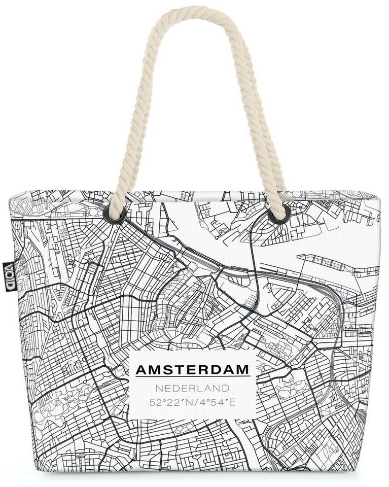 VOID Strandtasche (1-tlg), Amsterdam Karte Beach Bag Holland Niederlande Stadtkarte Reise Urlaub Stadtplan von VOID