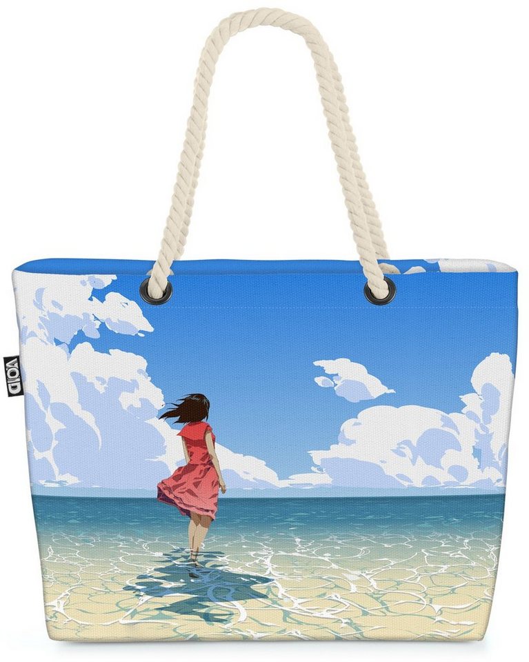 VOID Strandtasche (1-tlg), Anime Mädchen Meer Wolken comic mädchen girl anime meer wasser wolken von VOID