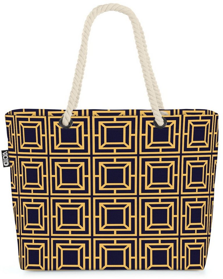 VOID Strandtasche (1-tlg), Art Deco Labyrinth Muster Art Deco Muster Blau Retro Kunst Luxus Wohn von VOID