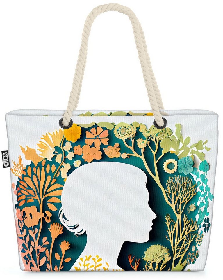 VOID Strandtasche (1-tlg), Art Design Mädchen Muttertag Mädchen Garten Blumen Blumenmuster papie von VOID