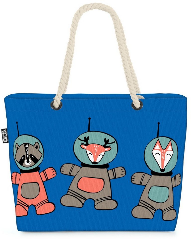 VOID Strandtasche (1-tlg), Astronauten Tiere Beach Bag Weltall Spielzeug Kinder Fuchs Reh Rentier Waschbär von VOID