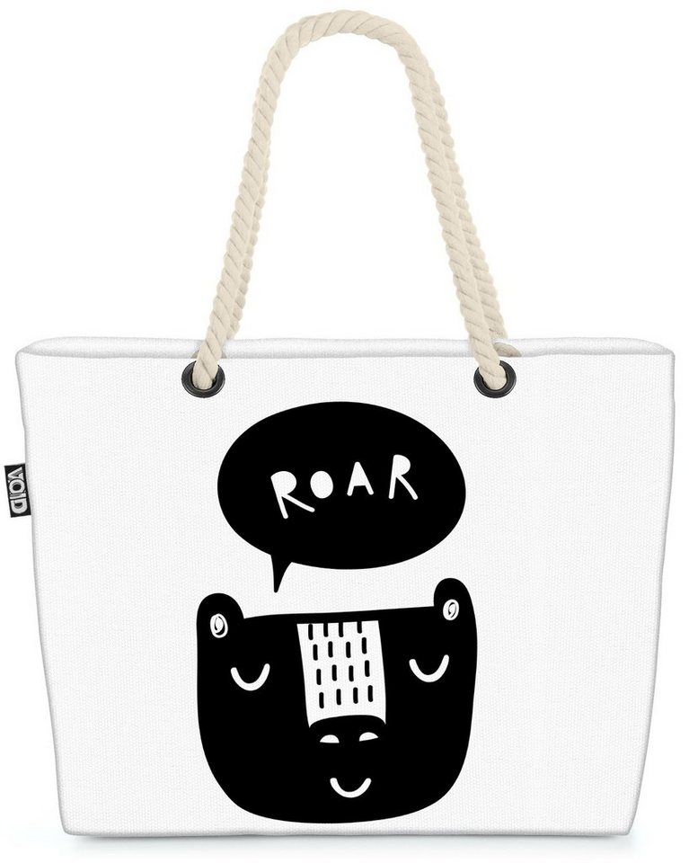 VOID Strandtasche (1-tlg), Bär Kinder Wildnis Cartoon Karte Tier Cartoon Grafik Schwarz Weiss Ze von VOID