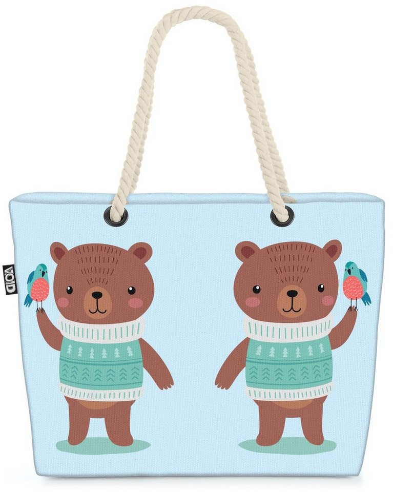 VOID Strandtasche (1-tlg), Bär Tierkinder Beach Bag Kinderzimmer Kinder Tiere Winter Weihnachten Tierbaby von VOID