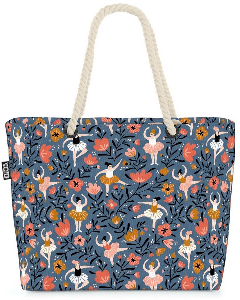 VOID Strandtasche (1-tlg), Ballett Blumen Beach Bag Tänzerin Tanzen Blumen Blumenmuster Landhaus Mädchen von VOID