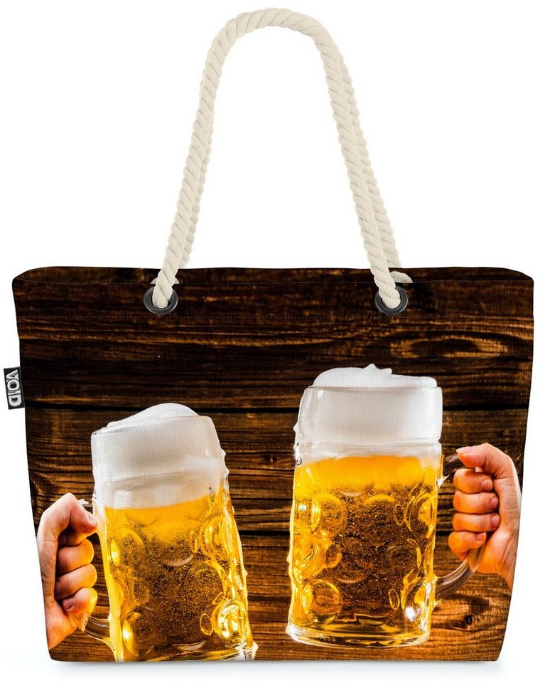 VOID Strandtasche (1-tlg), Bier Maßkrug München Oktoberfest Wiesn Bier Breze Bayern Brezel Brezn von VOID