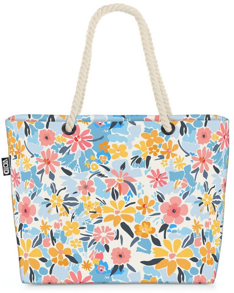 VOID Strandtasche (1-tlg), Blumen Küche Blau Muster blumenmuster geblümt blau küche fliesen graf von VOID