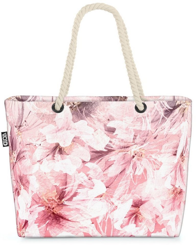 VOID Strandtasche (1-tlg), Blumenmuster rose Blumen Tasche Einkaufstasche Ostern Beach Bag von VOID